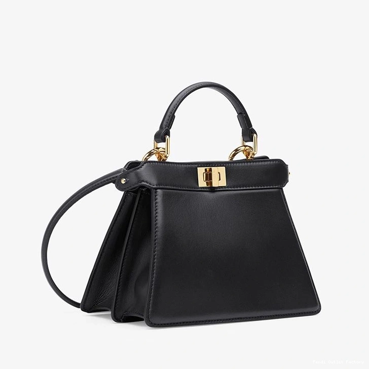 HOT Bag Leather Petite Peekaboo ISeeU In Fendi Black Nappa 0711